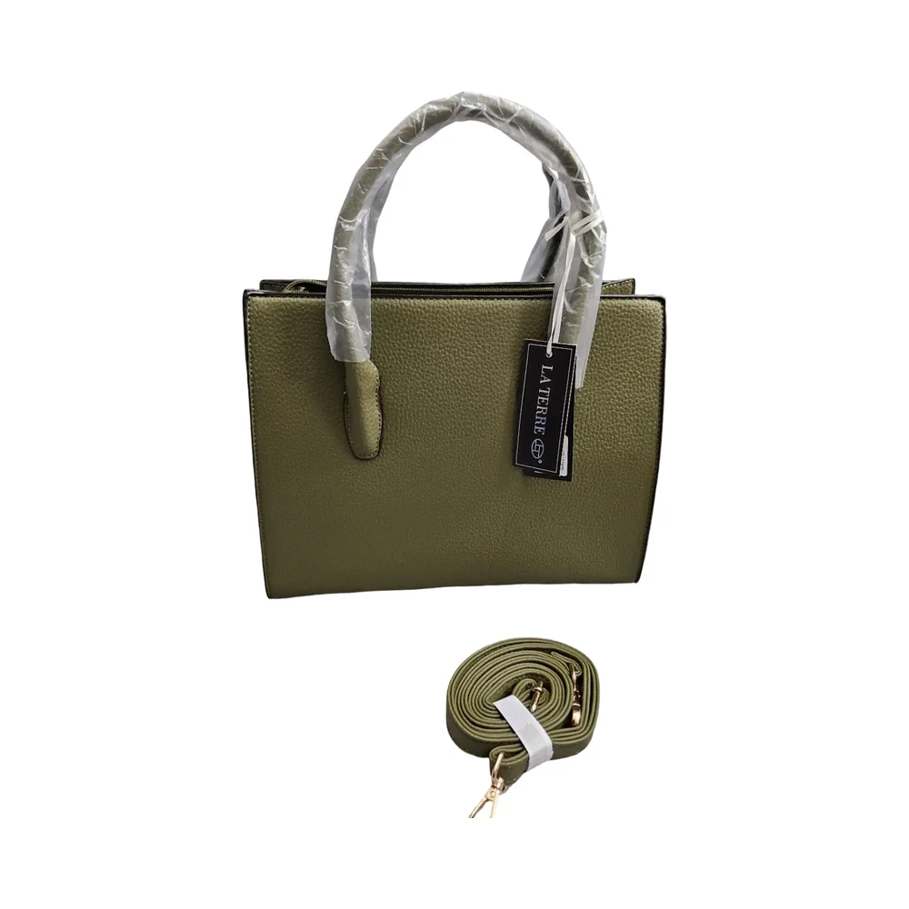 New La Terre Green Handbag with crossbody strap